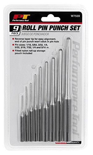 Performance Tool 9pc Roll Pin Punch Set by Performance Tool
