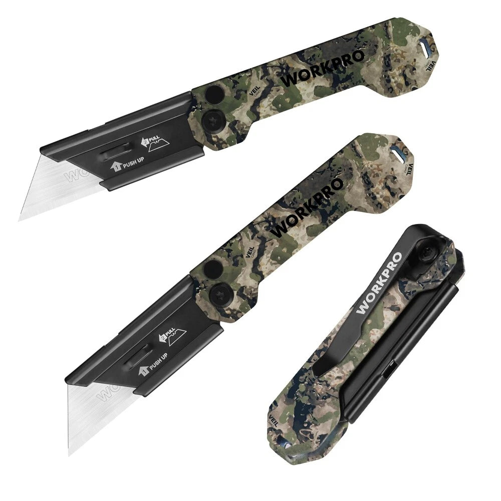 Workpro 3pack Folding Utility Knife Set Axis Lock | Built Supply Co
