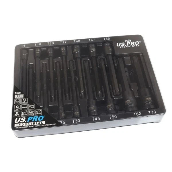 Us Pro Extra Long Impact Tamperproof Torx Bit Socket Set 1/4" 3/8"
