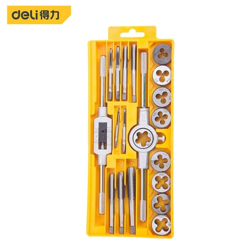 20pcs Set Hand Tools Metric Thread Tap Die Alloy Steel Adjustable Tap Wrench