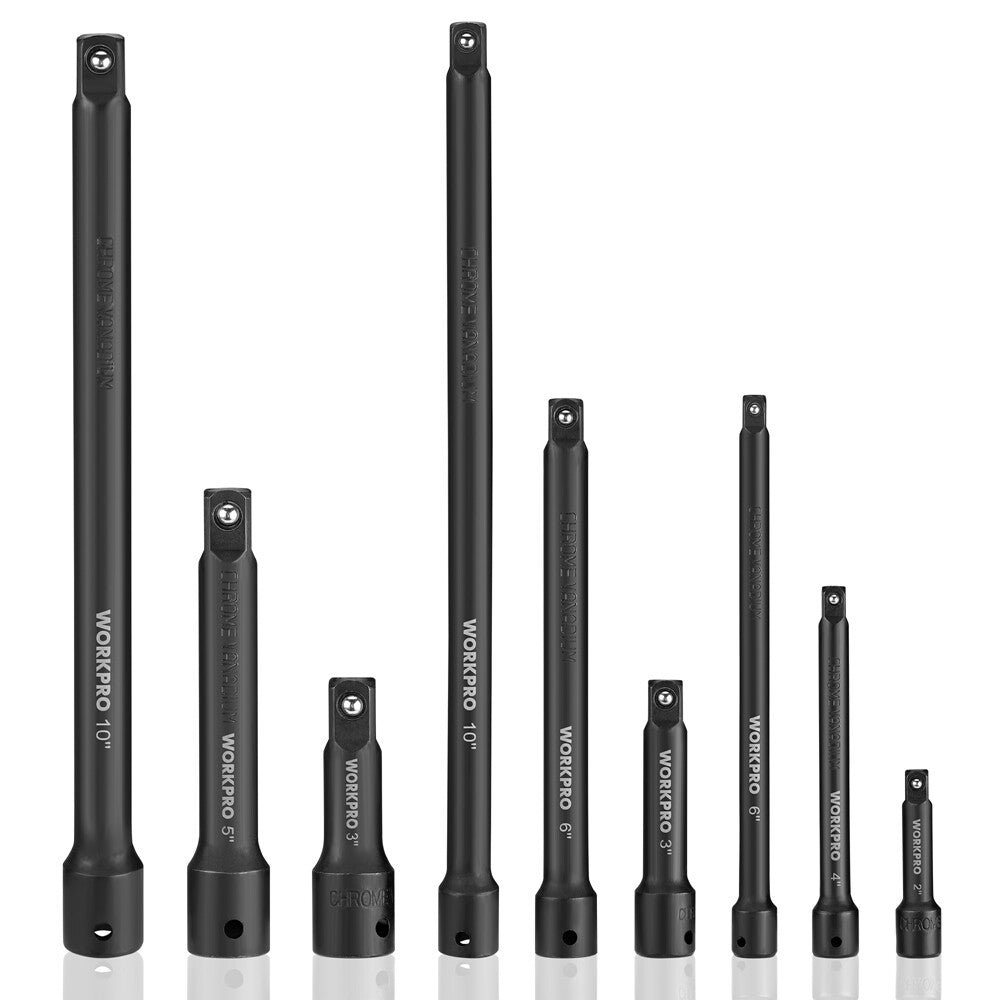 WORKPRO 9 PC Impact Driver Extension Bar Set 1/4" 3/8" & 1/2" Drive by WORKPRO