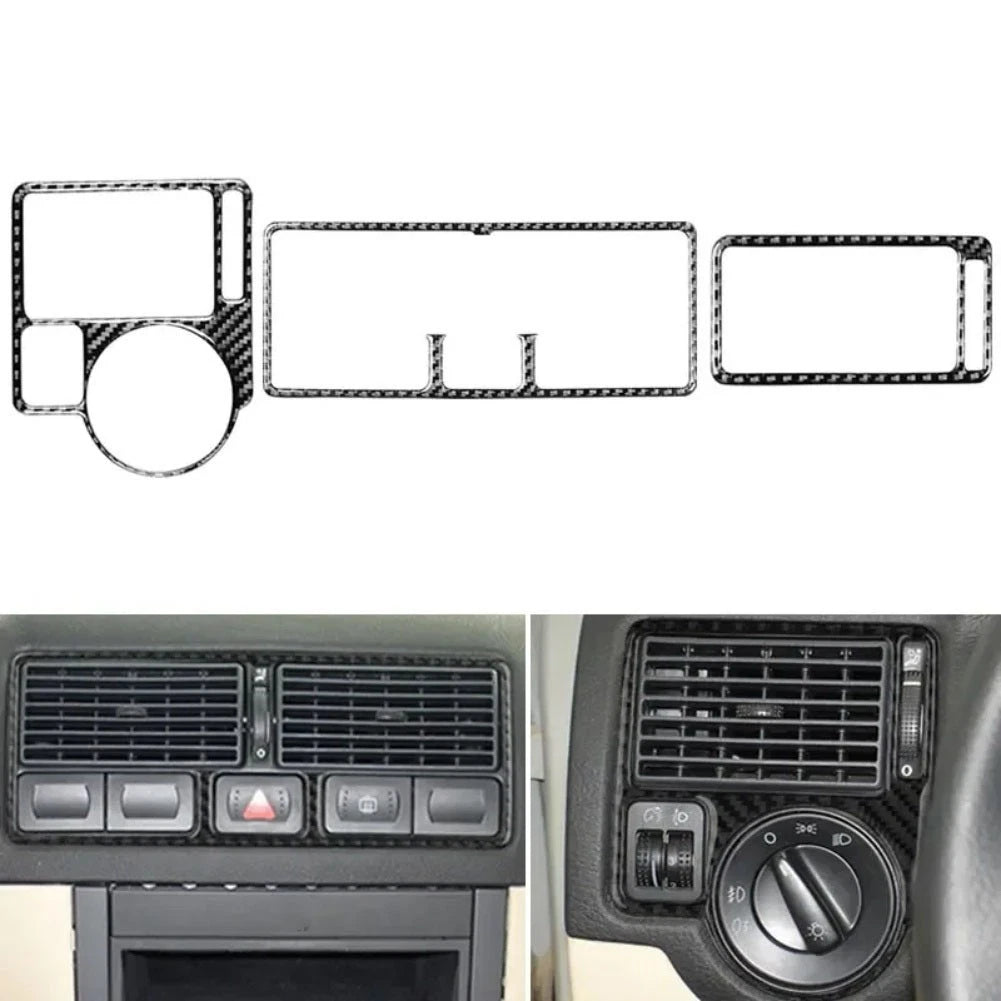 Carbon Fiber Air Condition Vent Trim Dashboard For Golf 4 Mk4 R32 Gti