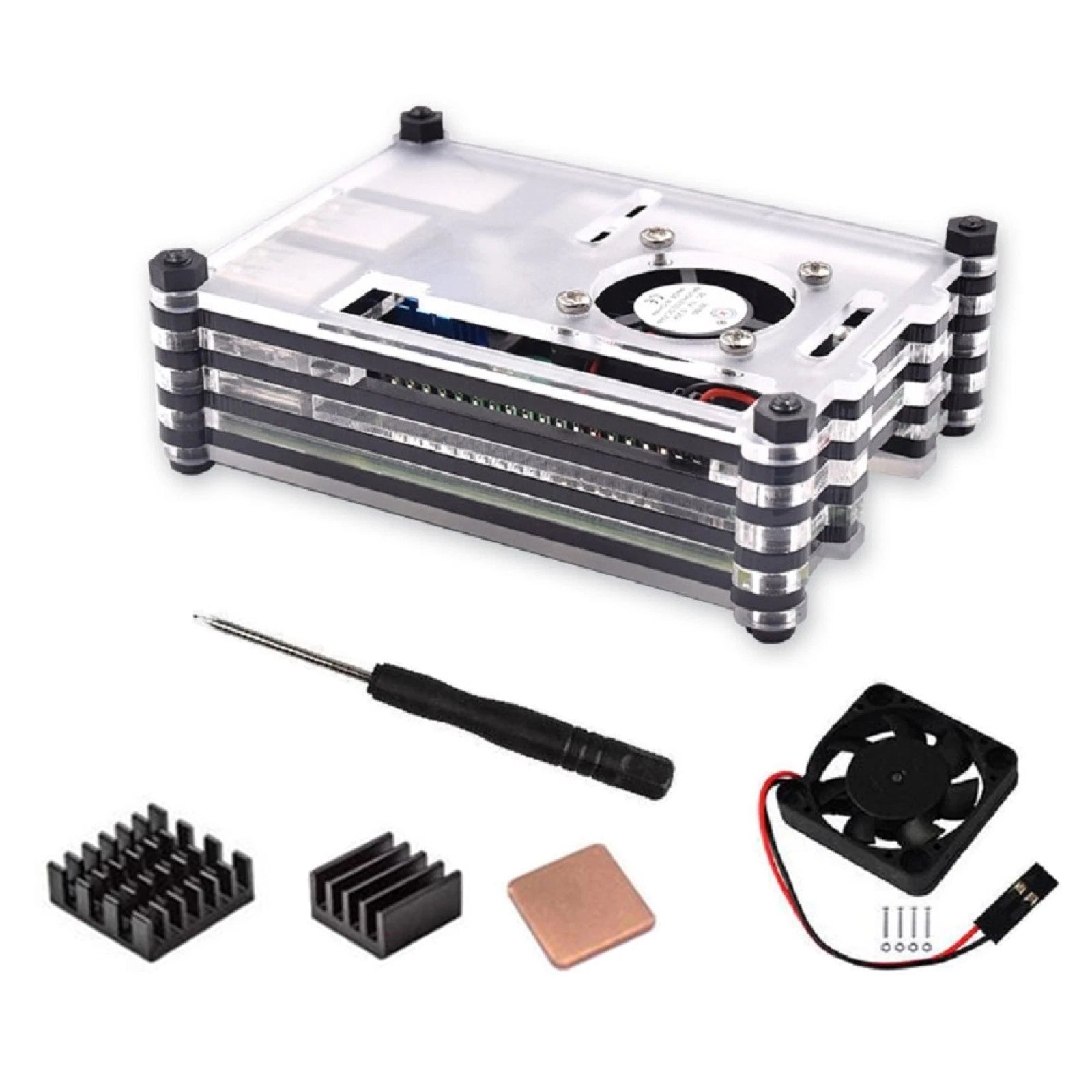 9 Layers Acrylic Transparent Case With Cooling Fan&heatsink For