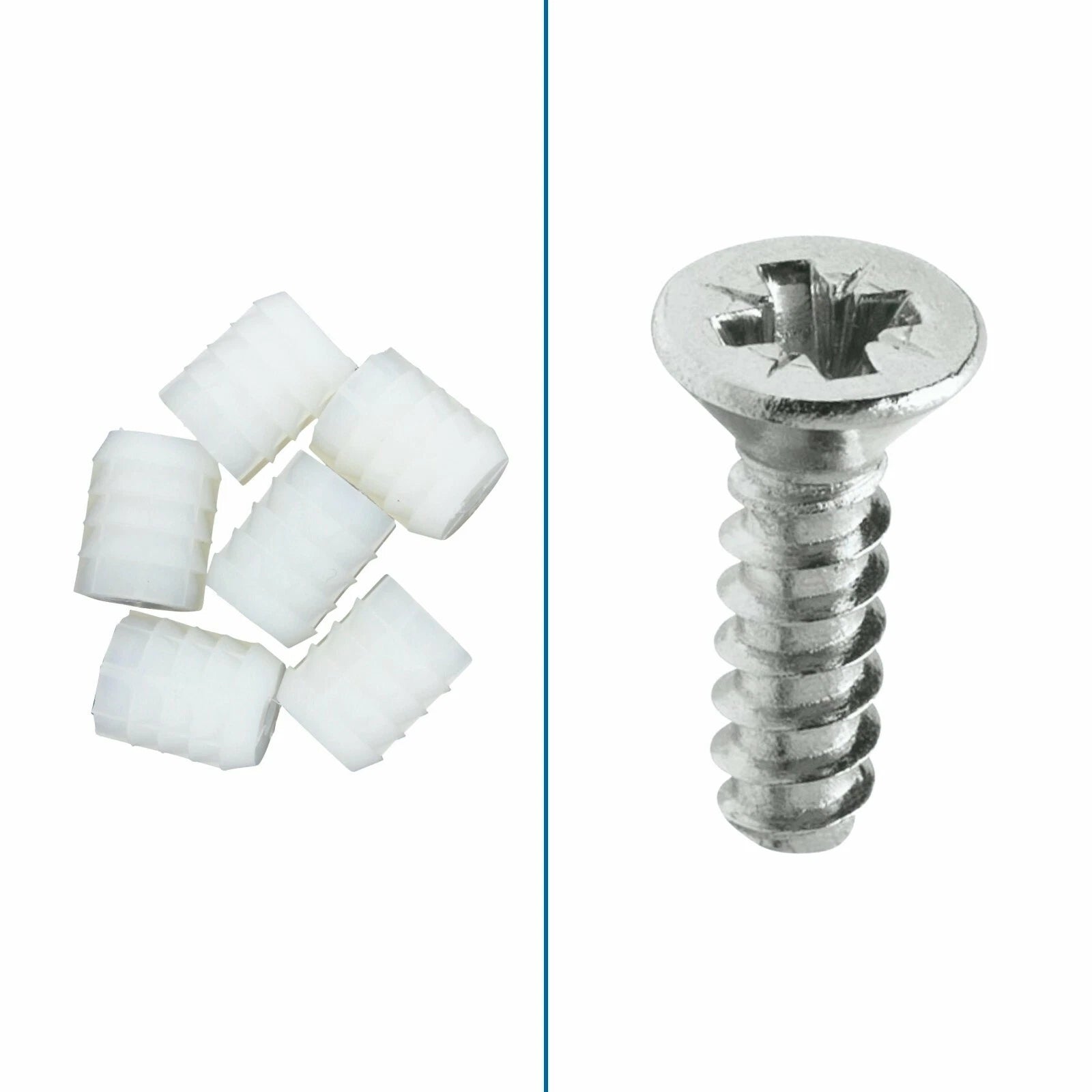 Rok Hardware 8mm Plastic Hinge Dowel Inserts With Screws, 40 Pack -