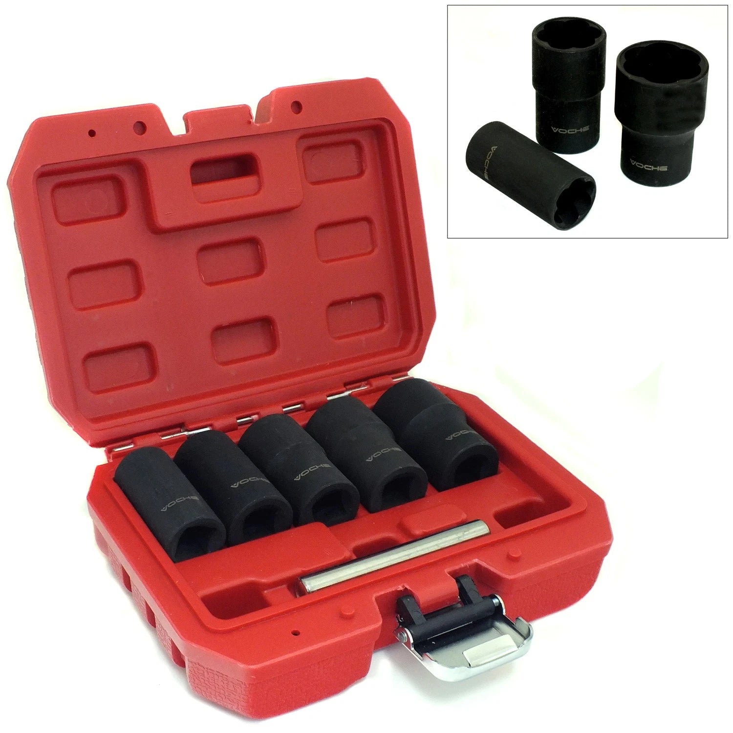 Voche 6pce Grip N Twist Sockets Locking Wheel Nut Remover Damaged