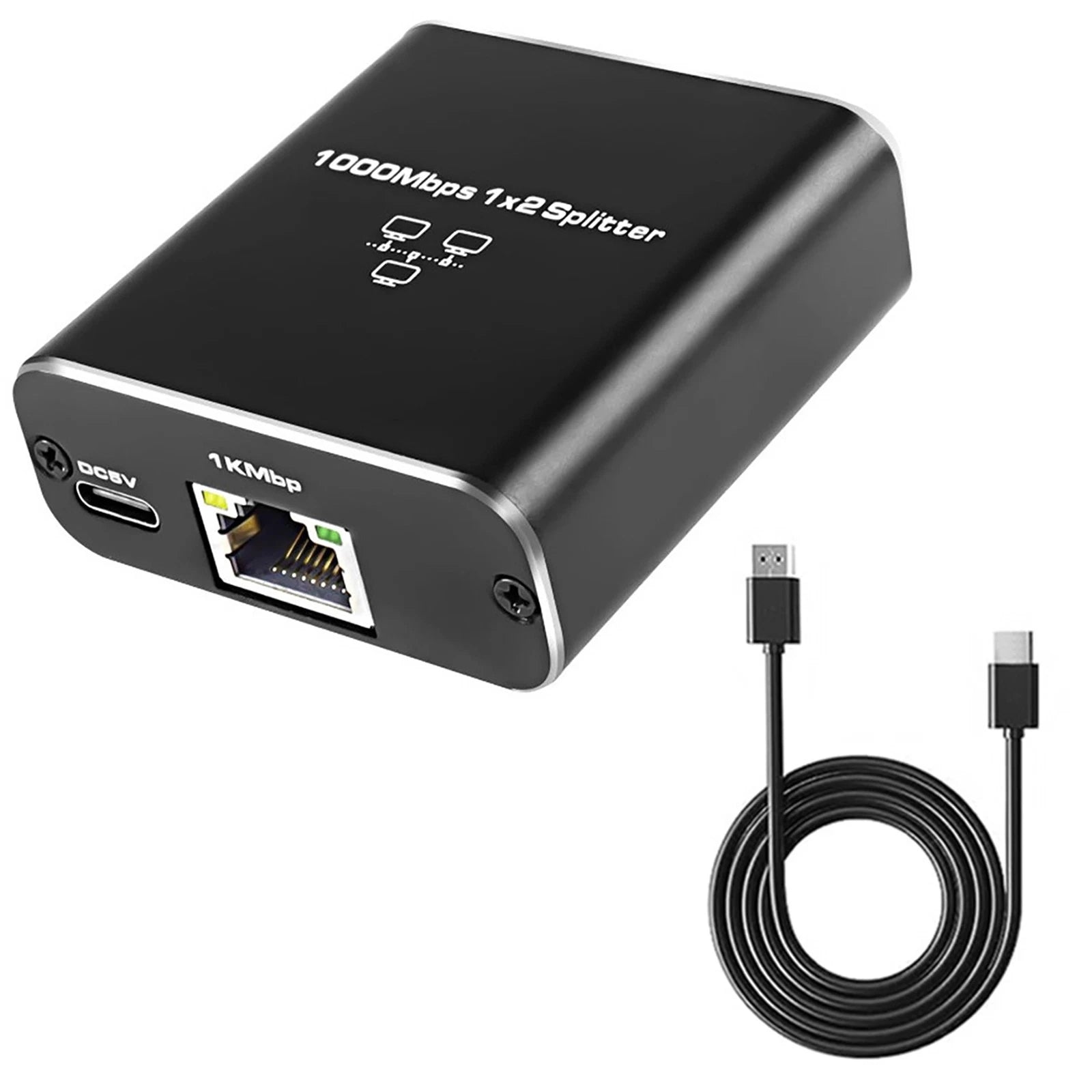 1000mbps Rj45 Ethernet Splitter 1 To 2 Out Network Splitter With Usb
