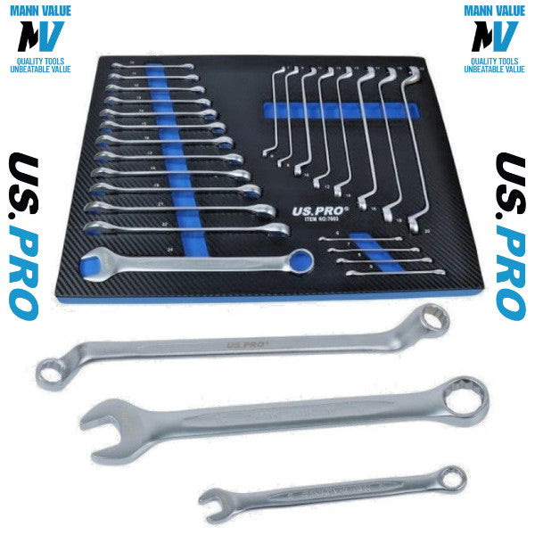US PRO 25pc Offset Ring & Combi Spanner Set