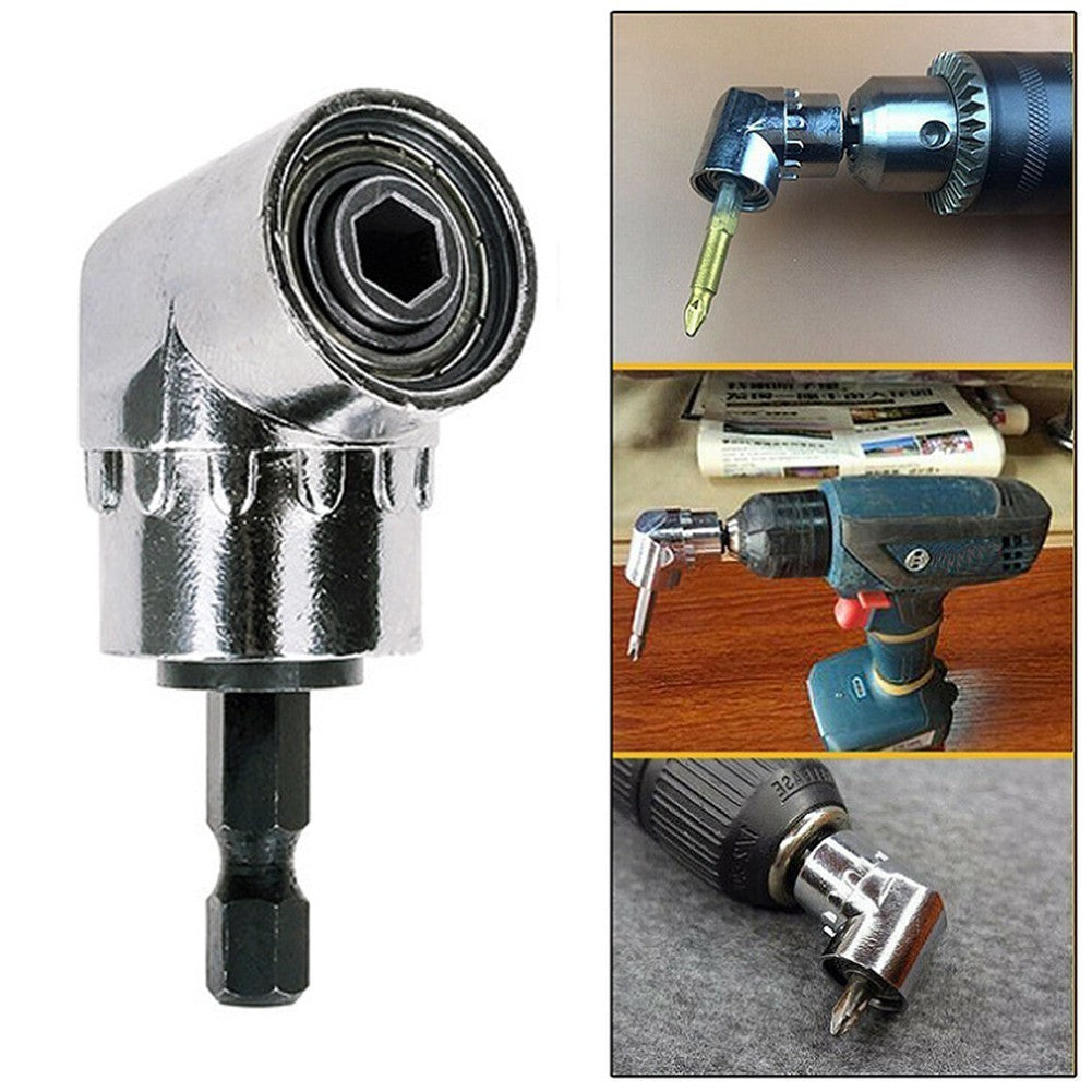 Drill Adapter Right Angle 1/4 Chrome-Vanadium Steel