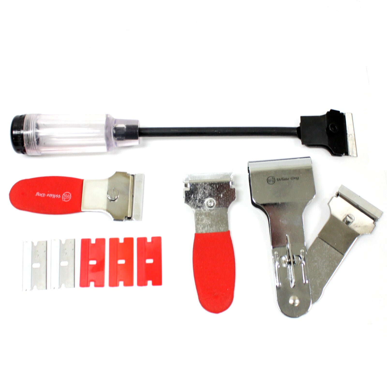 4 pc Scraper Tool Set Mini Rubber Gripped Extended Folded Scraping Detail Work