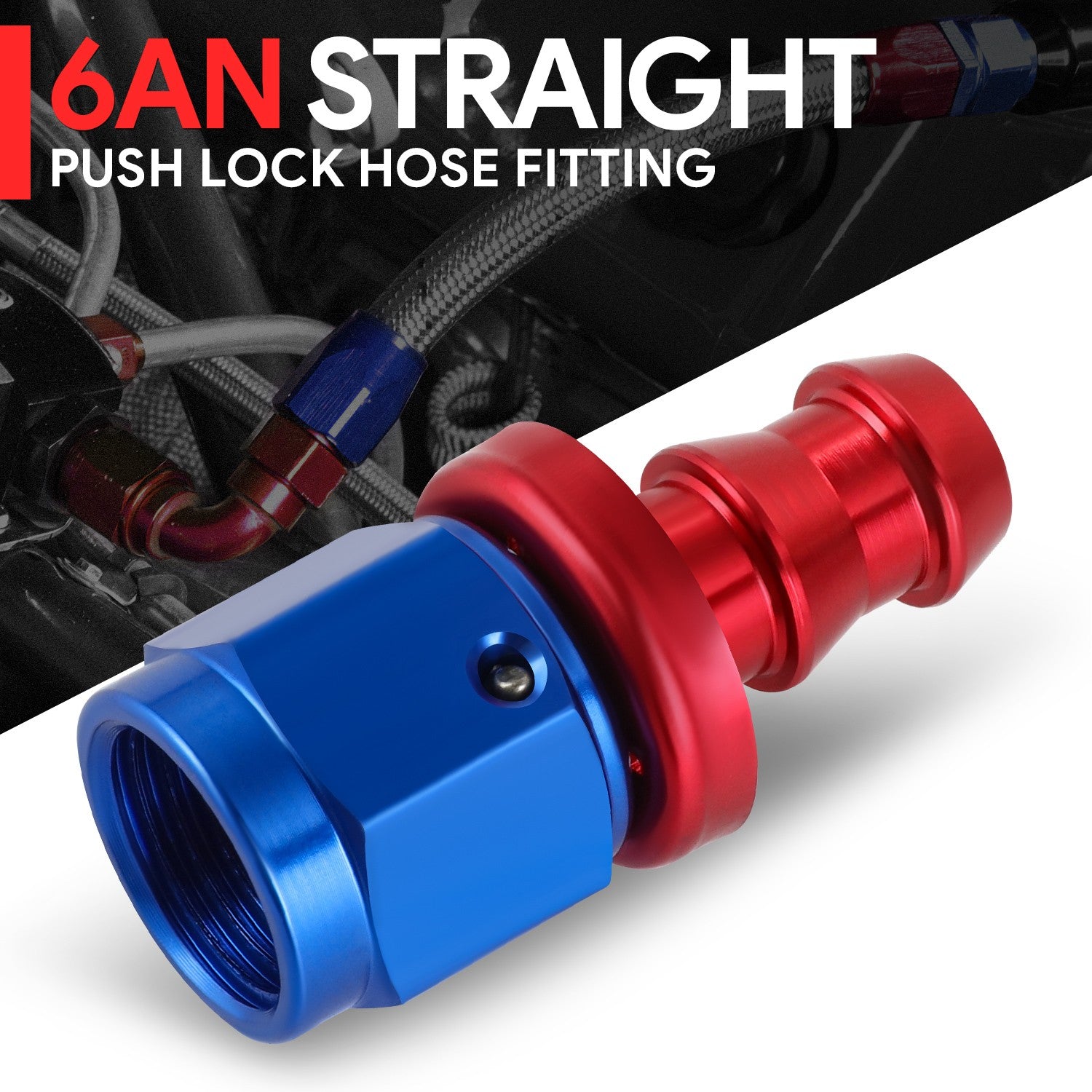 Aluminum An6 6-An Straight Swivel Oil/Fuel Line Hose End Push-On Male