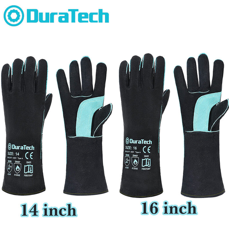 DURATECH 14"/16" Welding Gloves Fireplace Heat/Fire Resistant Cow