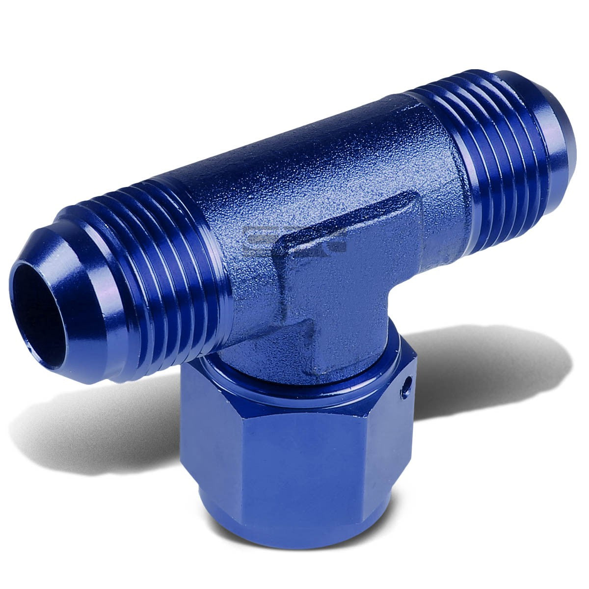 6an An-6 Female Male Flare Swivel Tee Blue Aluminum Anodized Fitting