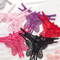 Butterfly Embroidered Open Crotch Thong For Women Solid Color