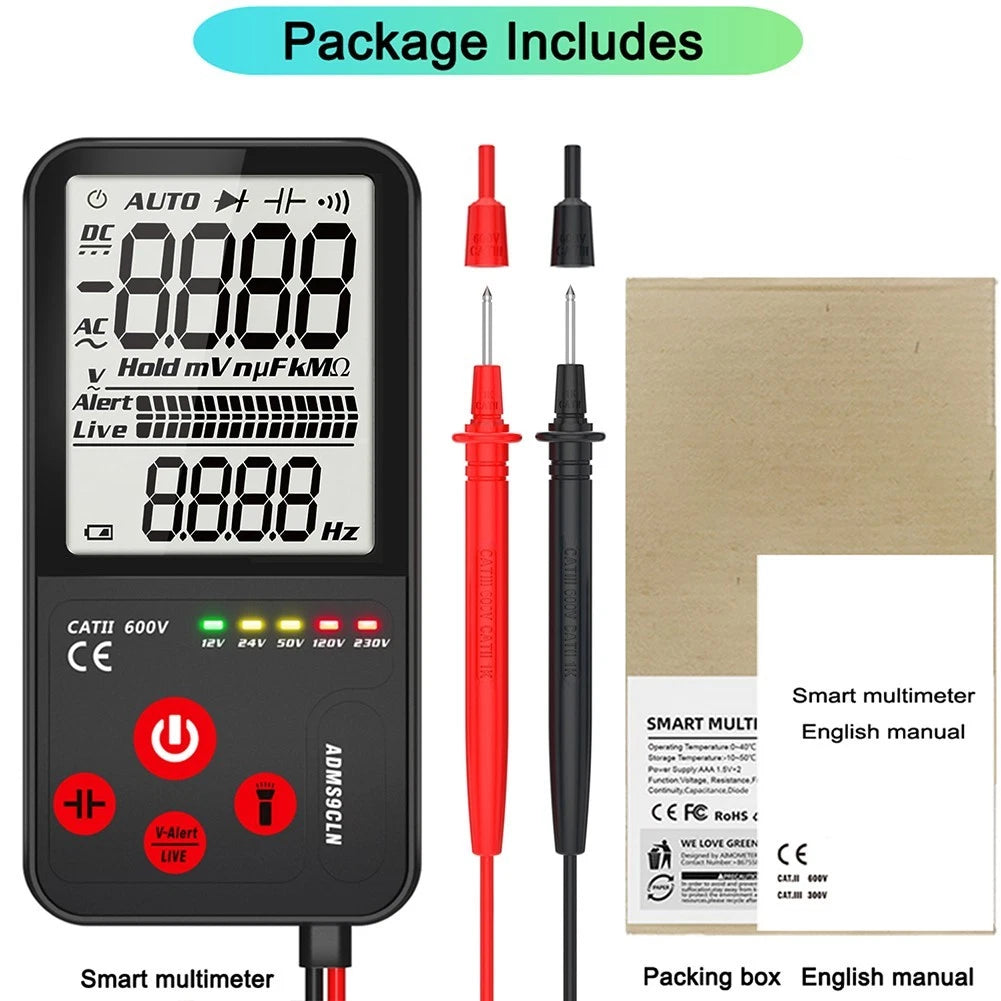 Pocket Sized Digital Multimeter With Hanging Hole And Flashlight
