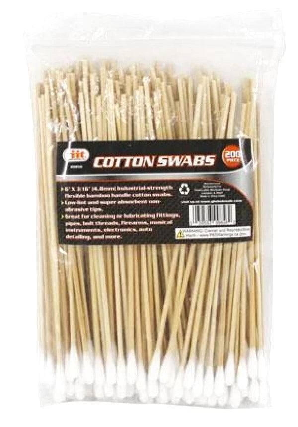 200 Iit 6" Industrial Bamboo Handle Cotton Swabs Tips Detailing