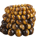 Women Men Unisex Natural Tiger's Eye Round Beads Charm Bracelet