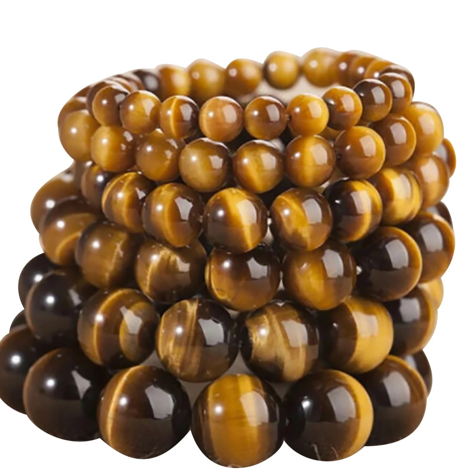 Women Men Unisex Natural Tiger's Eye Round Beads Charm Bracelet