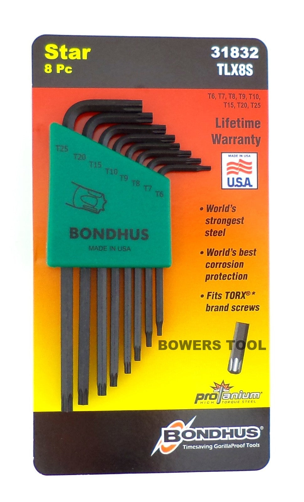Bondhus 8pc Torx Star Wrench Set T6-T25