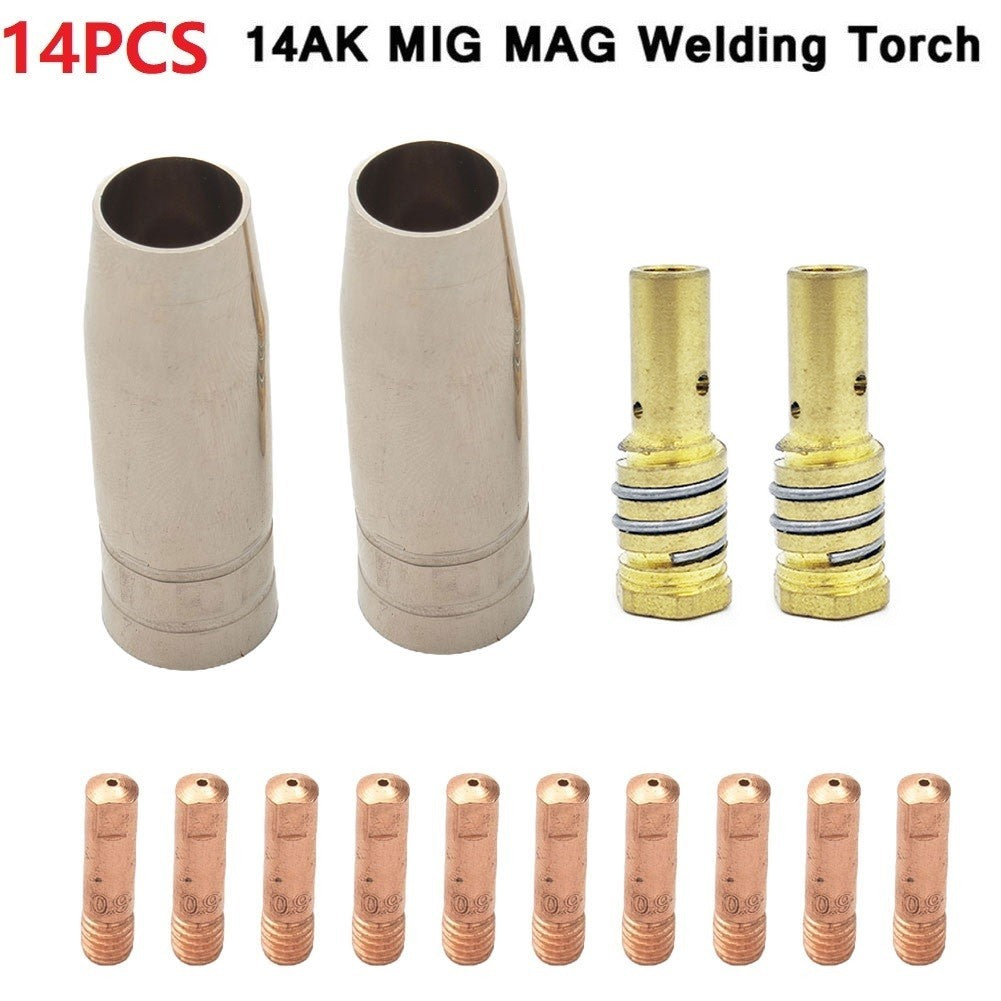 Advanced 14Pcs Welding Torch Gas Nozzle and Tip Holder Kit for MIG/MAG 14AKOpens