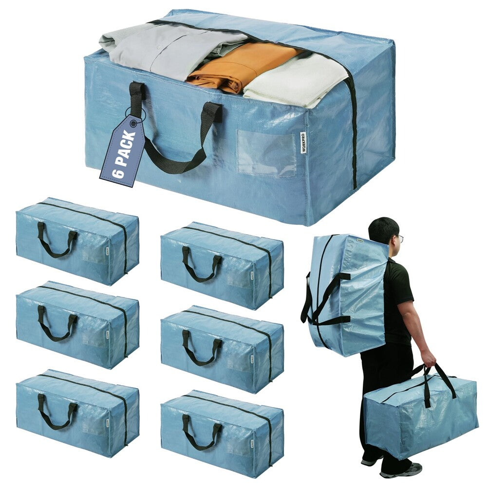 WORKPRO 6 Pack Extra Large Moving Bags Heavy-Duty Storage Tote