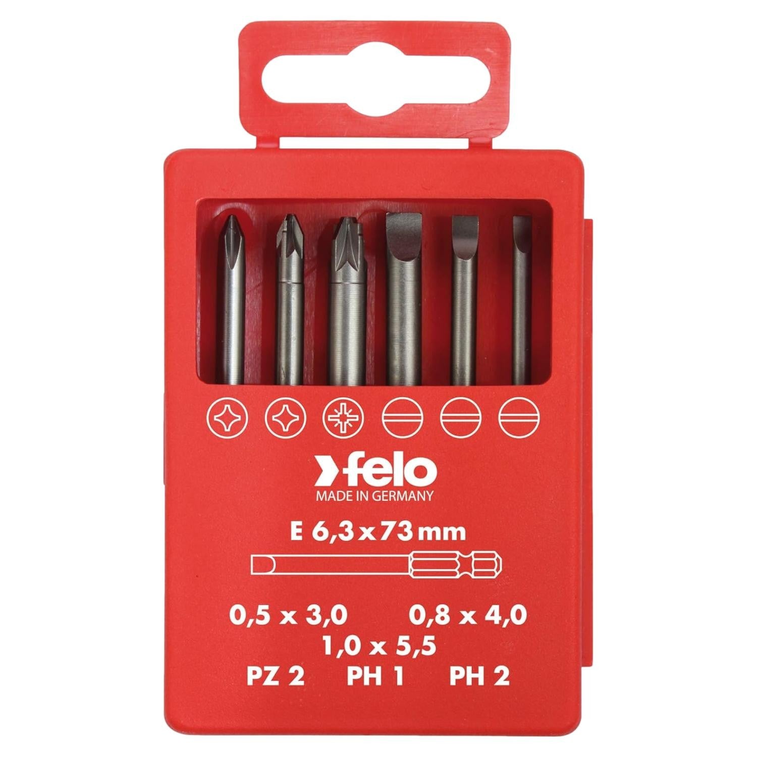 Felo Bit Box Pro E 6,3 X 70 SL/PZ/PH 6 Piece Set