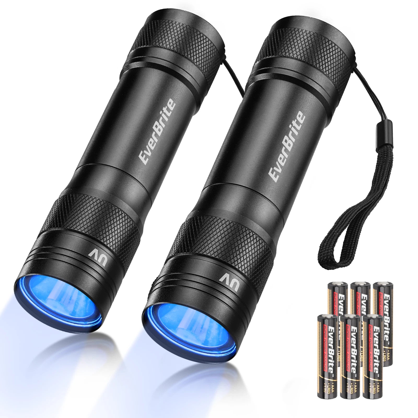 EverBrite 2PC Portable LED UV Flashlight 365nm Blacklight Flashlight Black Light