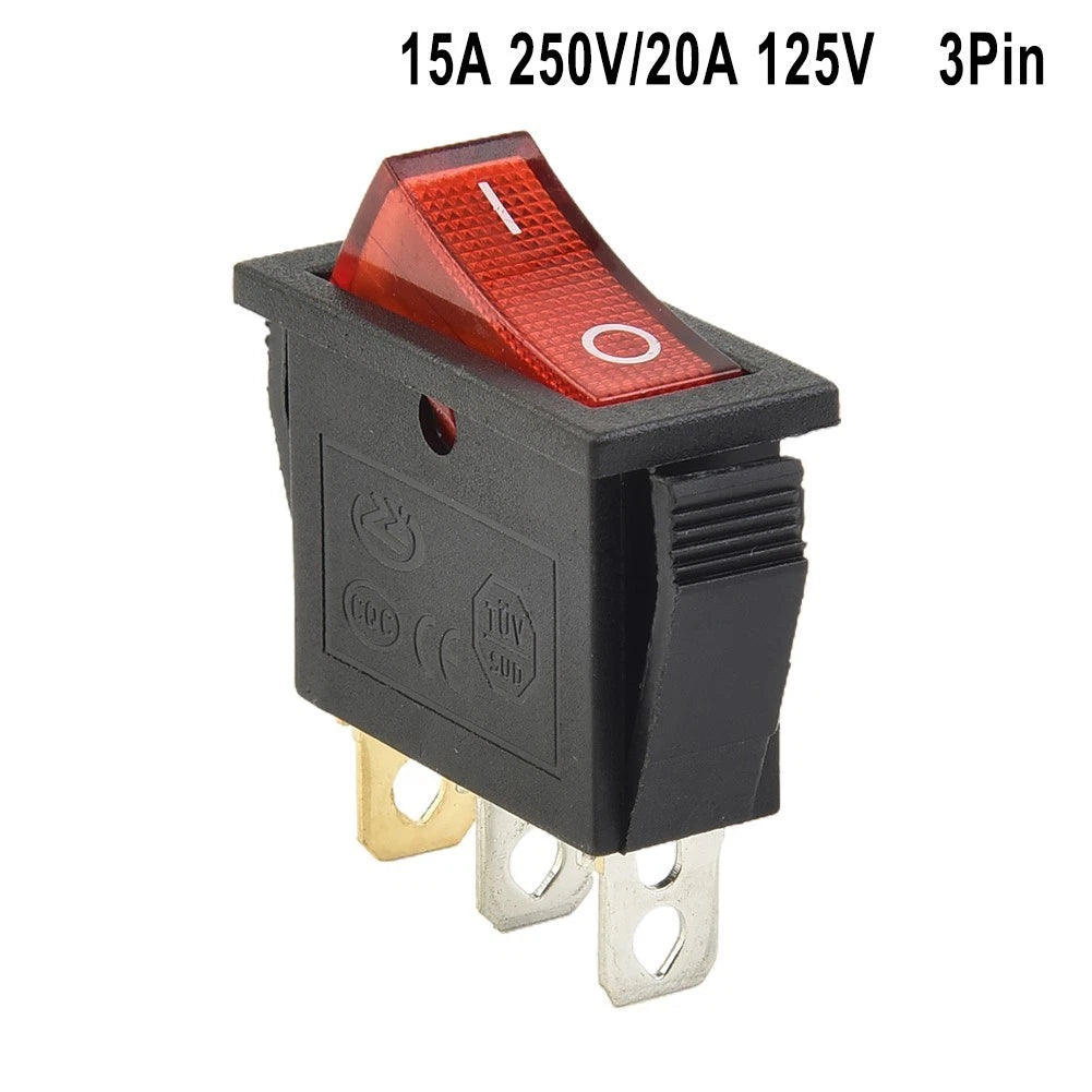Red With Light On-off 3pin Easily Installed Rocker Switch Spst Slim