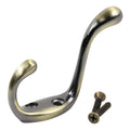 Rok Hardware Heavy Duty Coat Hook, 3-1/2", Antique Brass