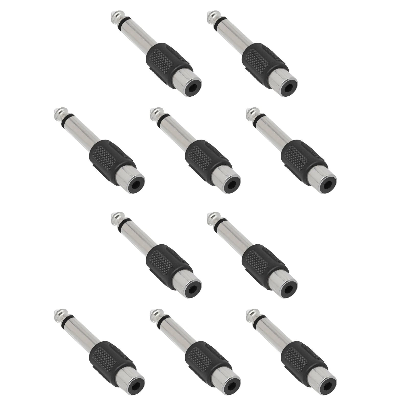 10packs Rca Female Jack To 6.3mm Male Mono Plug Single Audio