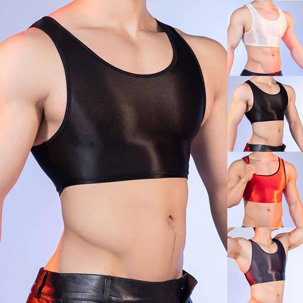 For Fitness For Yoga Glossy Tank Tops Mens Sleeveless Vest Nylon