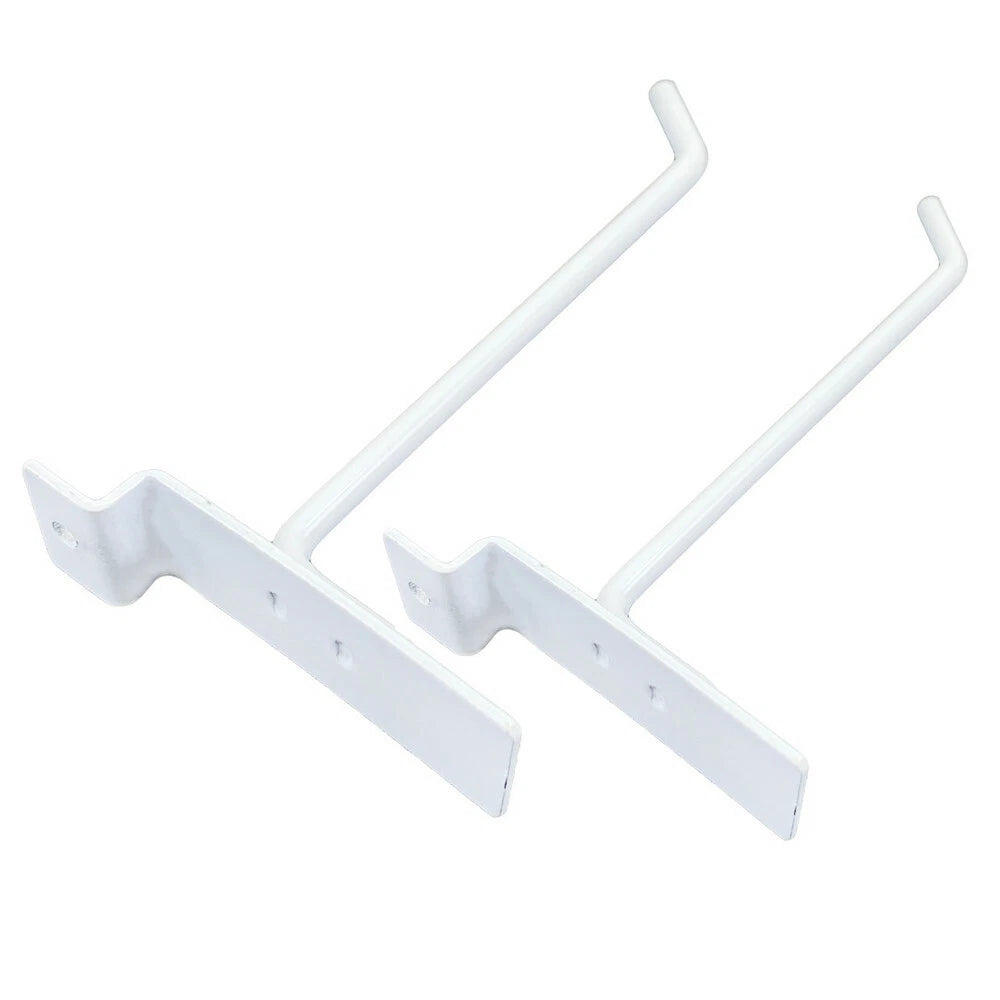 6" Slatwall Hook Panel Display Hooks, 1/4" Thickness Metal, White -