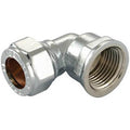 Chrome Compression Female Iron Elbow 15mm x 1/2"