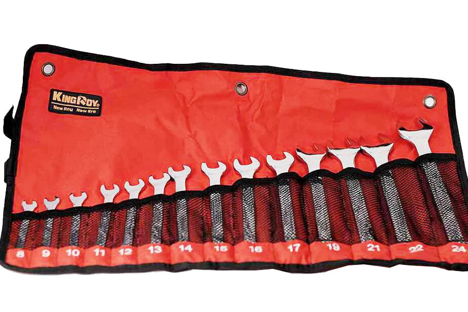 Industrial Quality Cr-v Combination /Ring Open End Spanner Set: 8-24mm