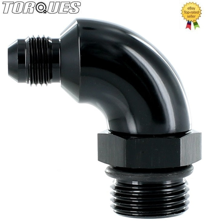 An -6 (-6 An) to Orb-10 (7/8" Unf) O-Ring Boss 90 Degree Full Flow