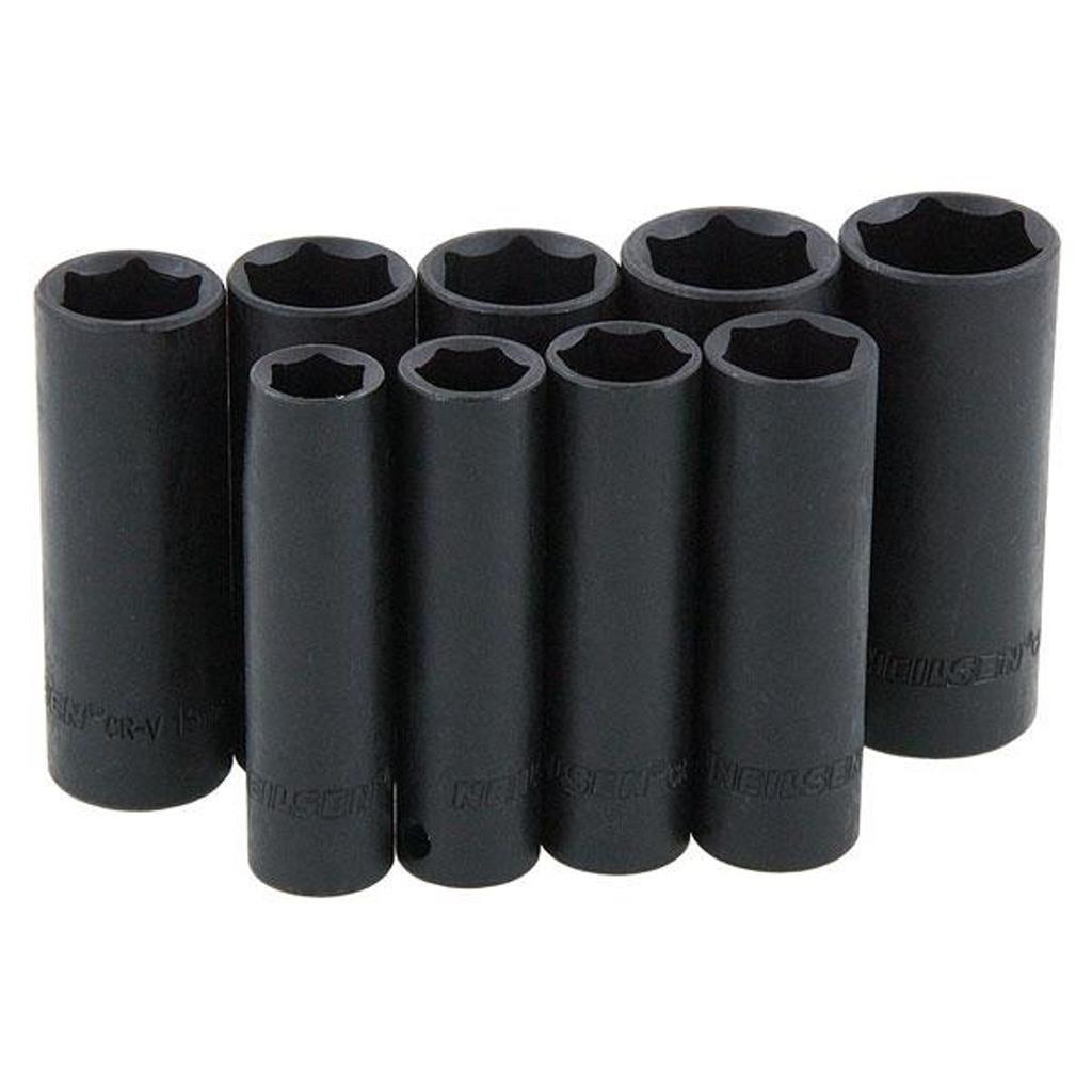 Neilsen 9PC 3/8" Metric Long Reach Deep Impact Sockets 10MM - 19MM Set