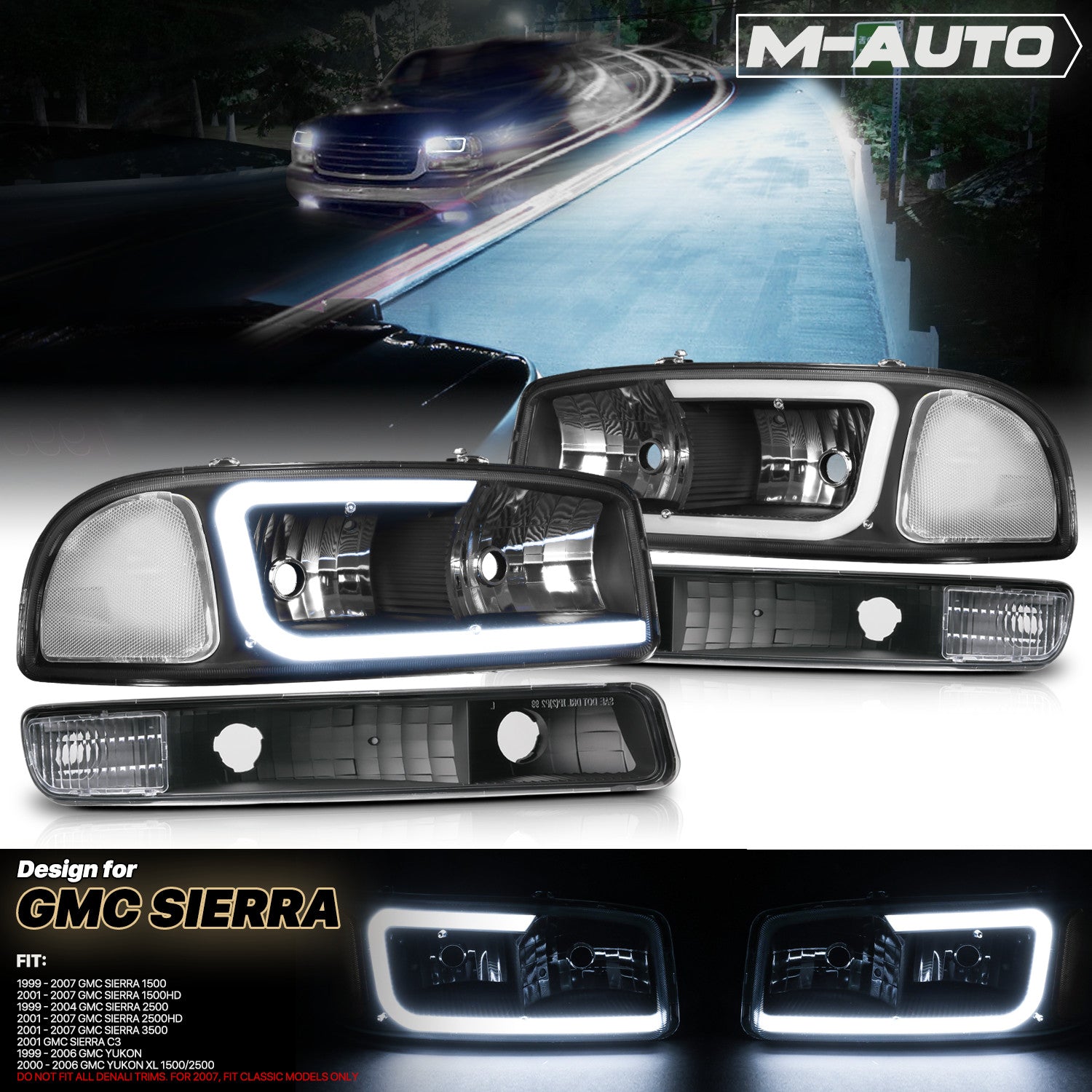 [LED BIG-C LIGHT BAR DRL]Black Projector Headlight Lamp
