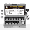 14PC Torx Star Key 1/2" Dr Socket Bits Set