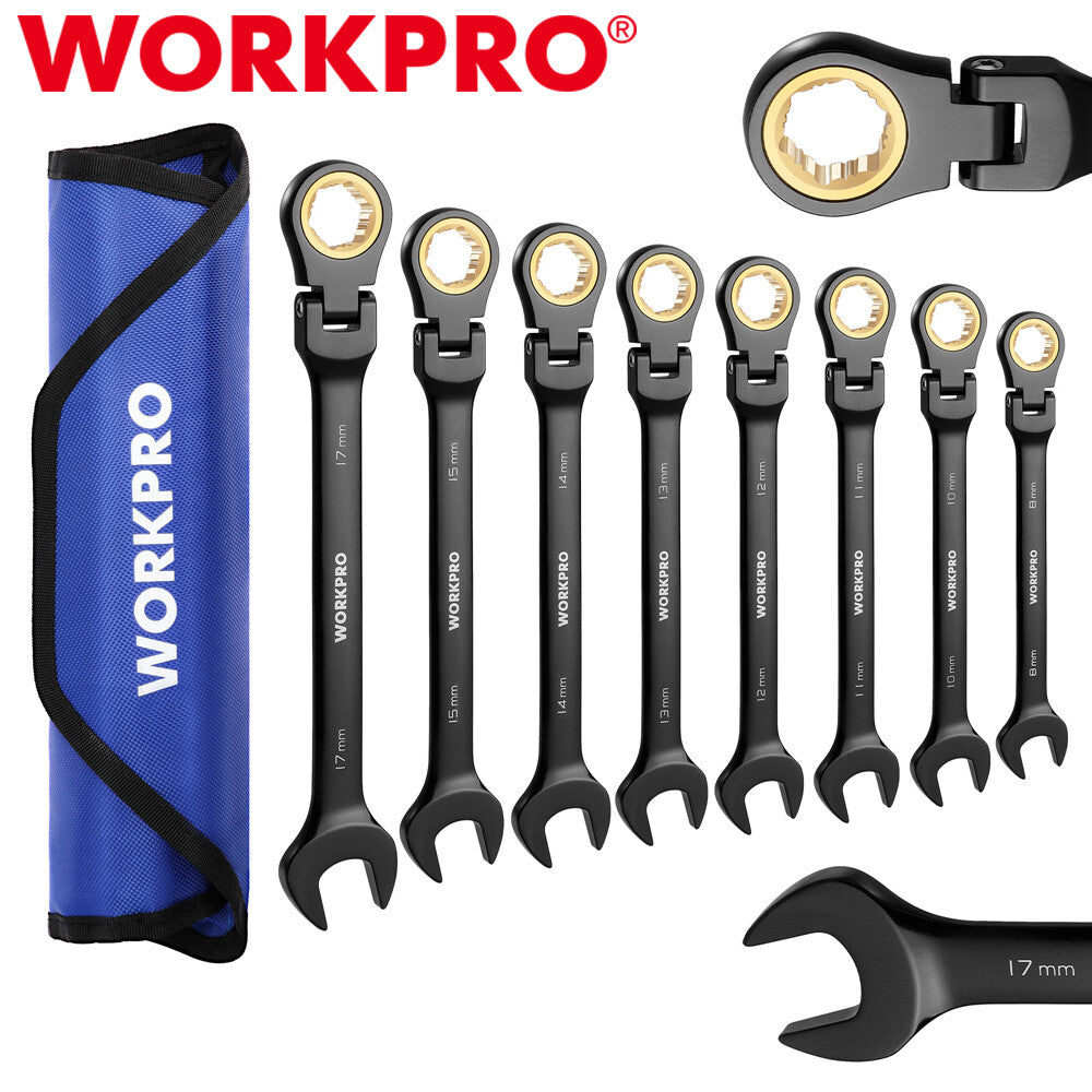 WORKPRO 8PC Ratcheting Combination Wrench Set Flex-Head Wrench Set