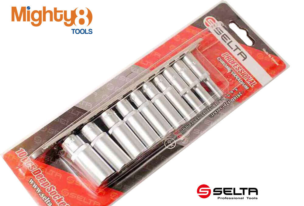 Selta 10pc 1/4" Drive Deep Socket Set 5–14mm by Selta