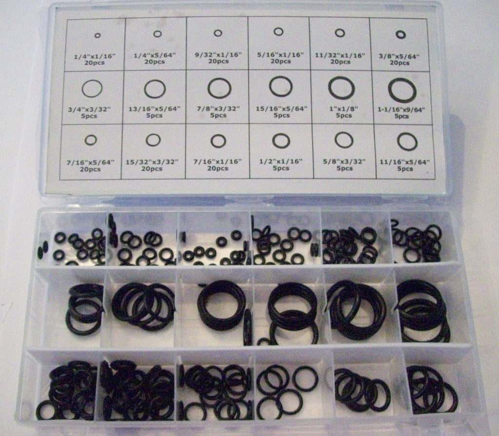 225pc O-RING ASSORTMENT RUBBER SAE HYDRAULIC AUTOMOTIVE PLUMBING WASHER SAEOpens