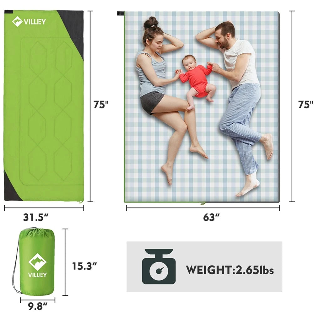 VILLEY Ultralight Backpacking Camping Sleeping Bags 41-59°F 3-Seasons for Hiking