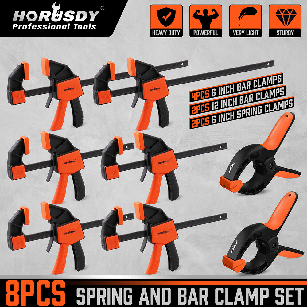 8PC Bar Clamps 12" & 6" Woodworking Spring Clamps Sets Quick F Clamp