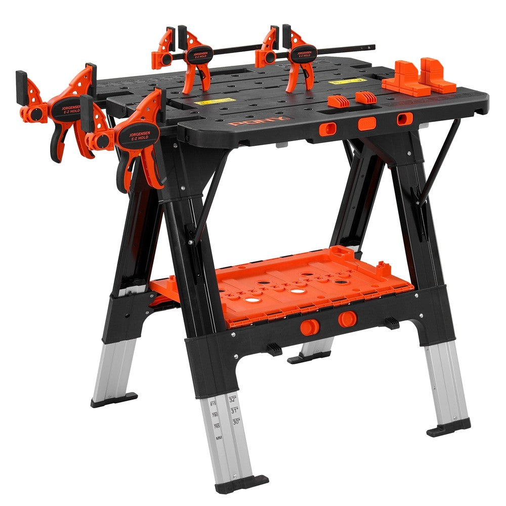 Pony 2-in-1 Work Bench Portable with 4pc Clamp