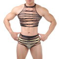Breathable Fishnet Nightgown Jumpsuits For Men Lace Bodystockings