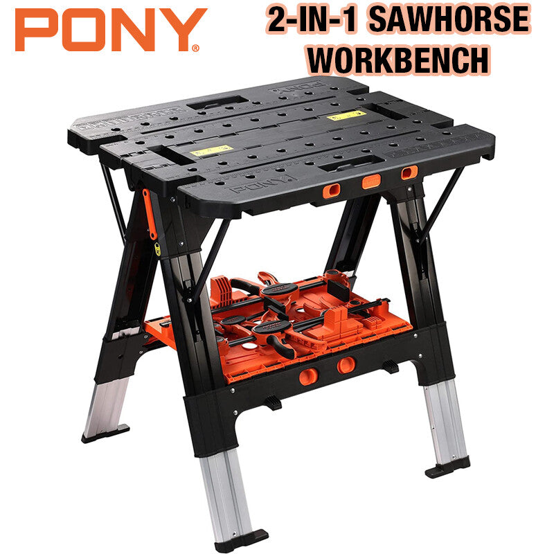 Pony 2-in-1 Portable Work Bench with Clamps