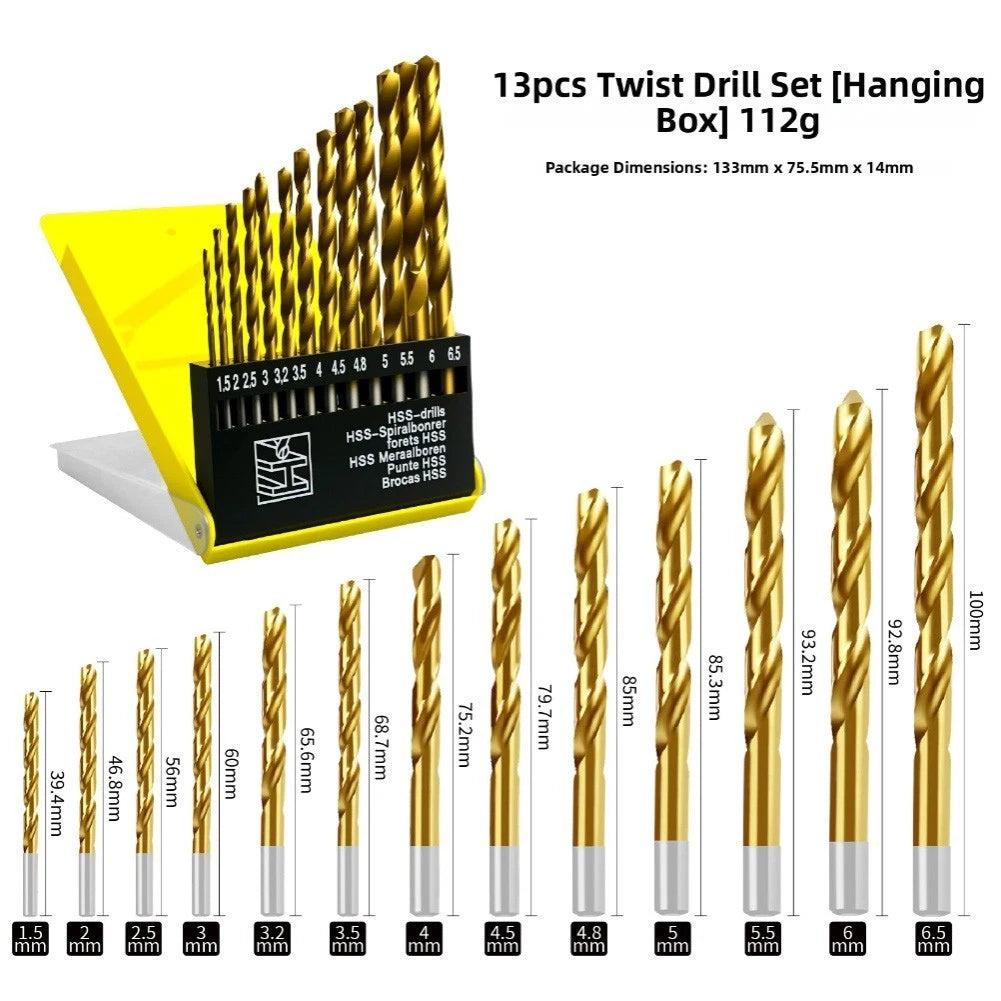 Iron Storage Box Twist Set High-speed Steel 135° Double-edge Point