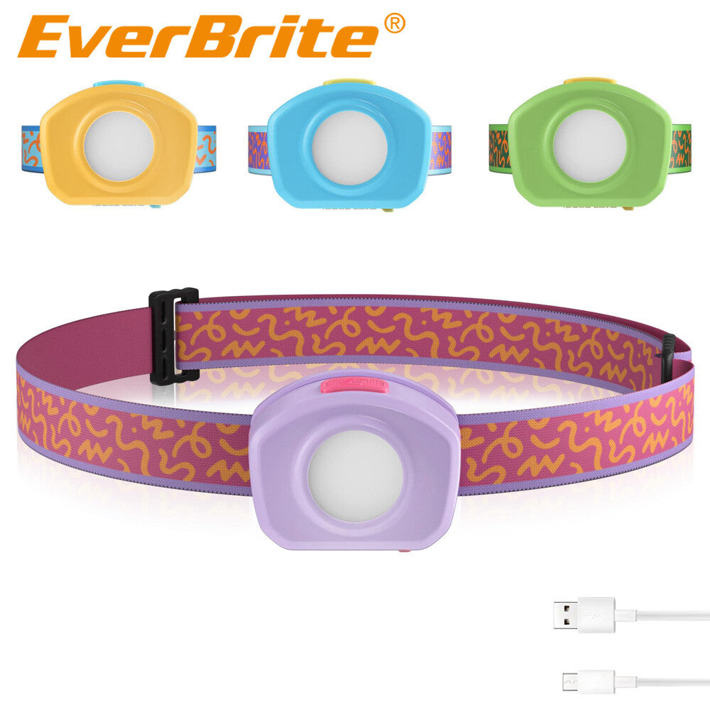 EverBrite Rechargeable Headlamp LED Headlamp for Kids w/RGB Mode 3