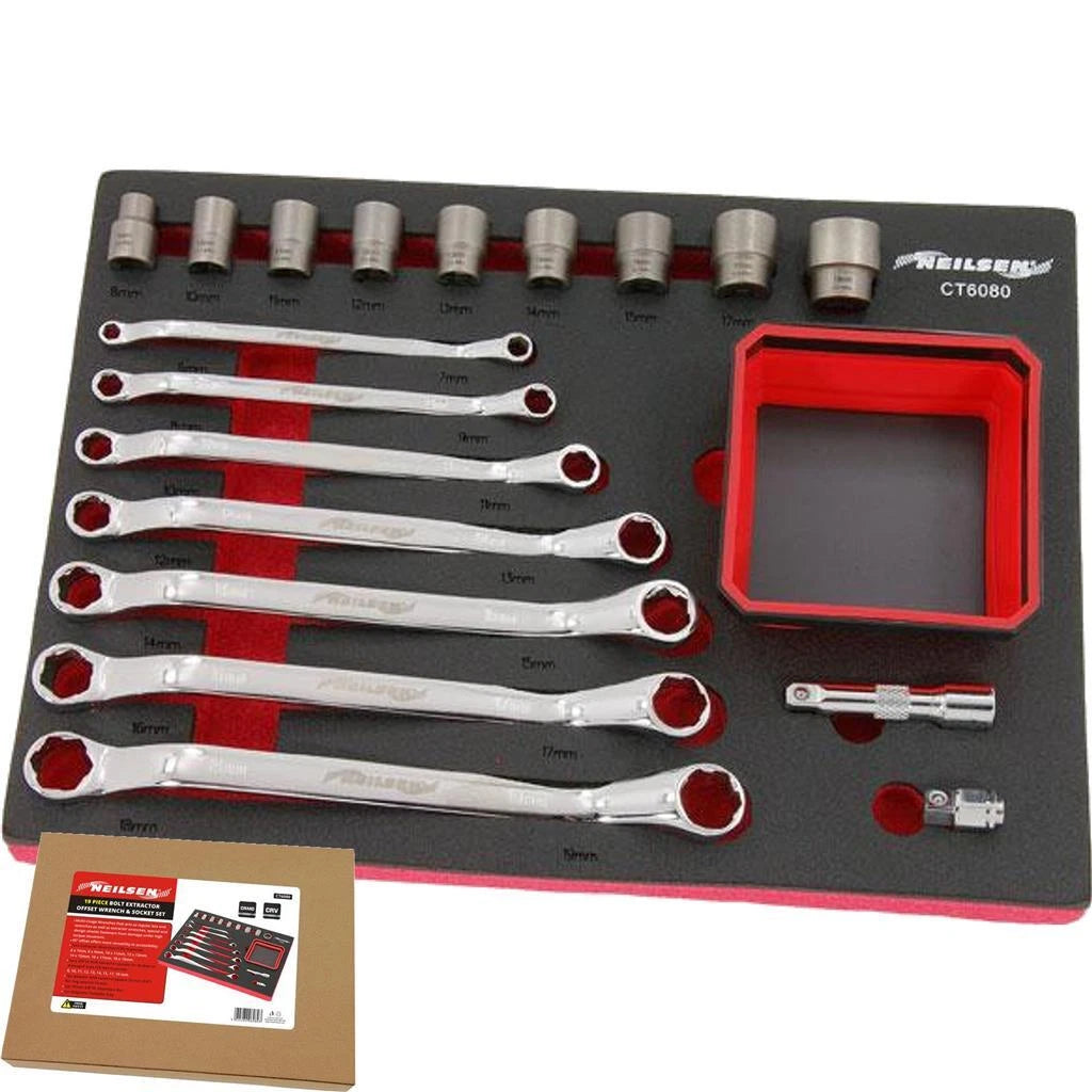 Nelsen Metric Offset Spanner Wrench Bolt Extractor Socket Set 6mm -