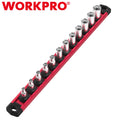 WORKPRO 1/4 Drive Magnetic Socket Organizer Socket Rail Heavy Duty Socket Holder
