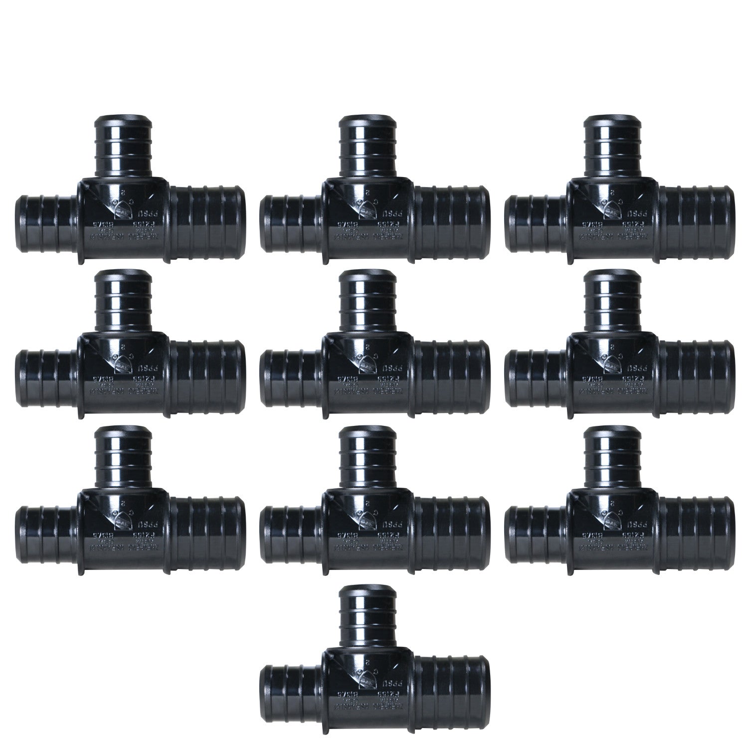 10 Pack XFITTING 1" x 3/4" x 3/4" PEX-B Tee, Poly Alloy, Lea